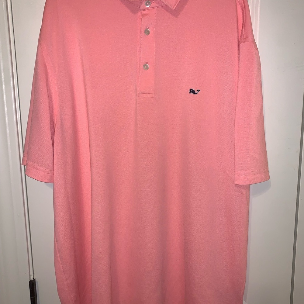 Vineyard Vines Men's Polo in Coral Pink with Whale Logo